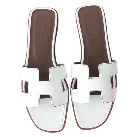 hermes oran white sandals